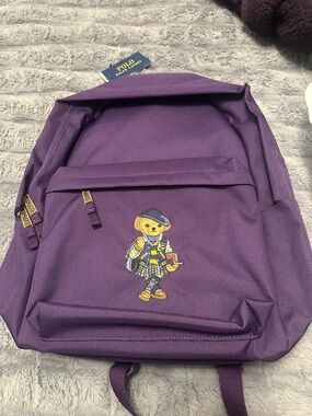 Polo by Ralph Lauren Purple  Backpack with Bear Embroidery